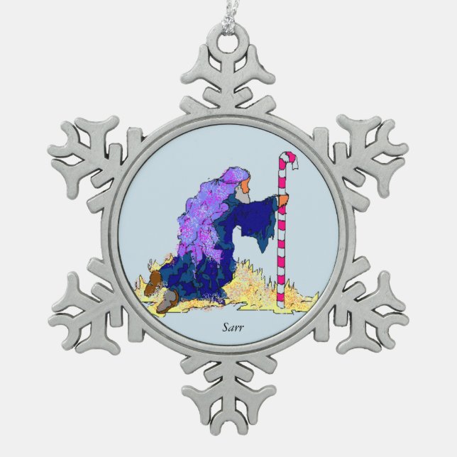 Schneeflocke Zinnschuppen Der Hirte Schneeflocken Zinn-Ornament (Vorderseite)