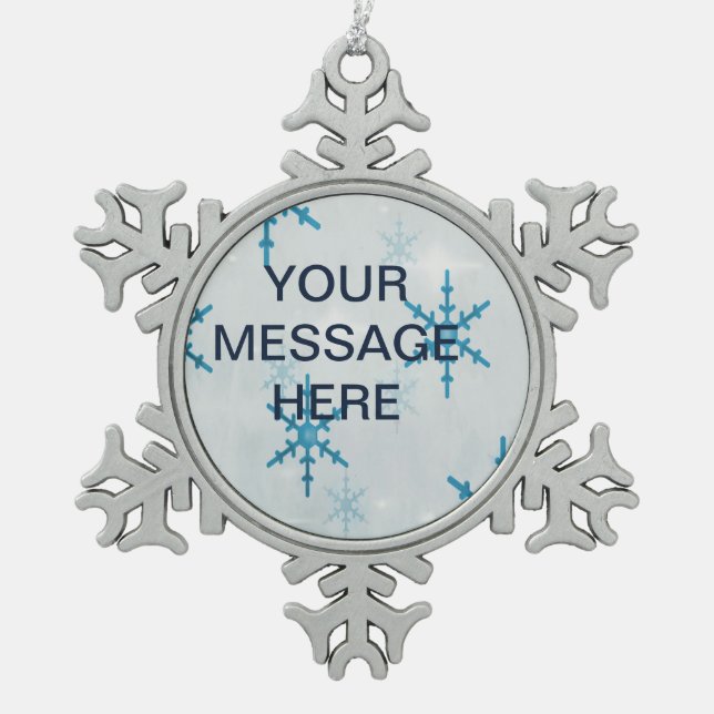 SchneeflockeBling Gerahmte Personalisierte Dekorat Schneeflocken Zinn-Ornament (Vorderseite)