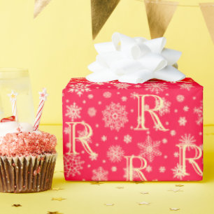 Schneeflocken als eigene Initialen für Ihren Gesch Geschenkpapier