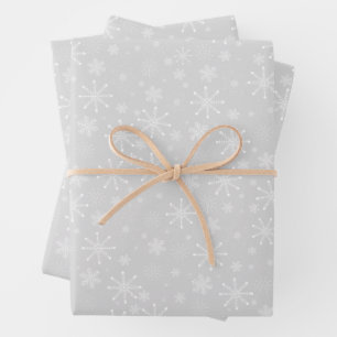 Schneeflocken am grauen Weihnachtsfeiertag Geschenkpapier Set