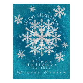 Schneeflocken Aqua Weißes Glossposter Poster