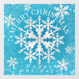 Schneeflocken Aqua White Fensteraufkleber