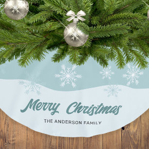 Schneeflocken Aquamarin Modernes Drehbuch Weihnach Polyester Weihnachtsbaumdecke