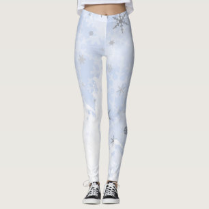 Schneeflocken auf Babyblau Leggings