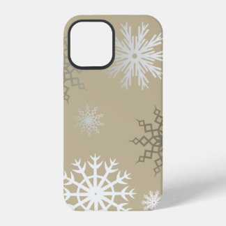 Schneeflocken auf Beige iPhone 12 Hülle