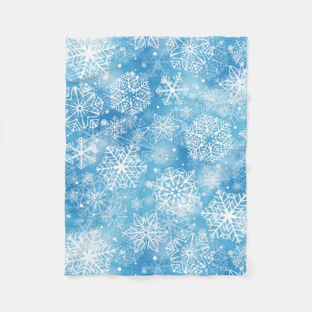 Schneeflocken auf blau fleecedecke (Vorderseite)