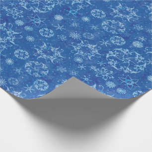 Schneeflocken auf Blau Geschenkpapier
