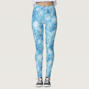 Schneeflocken auf blau leggings