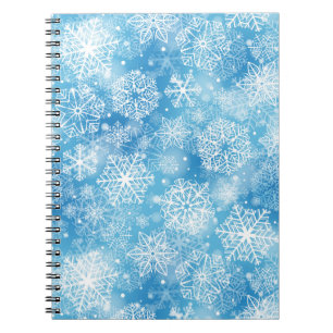 Schneeflocken auf blau notizblock