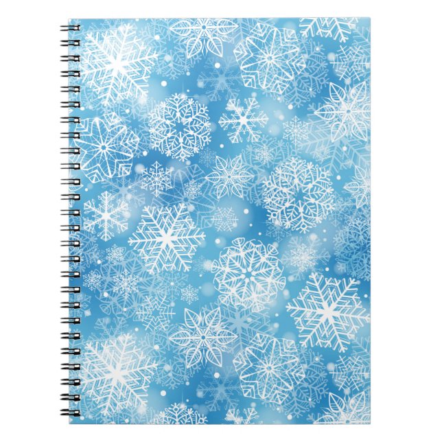 Schneeflocken auf blau notizblock (Vorderseite)