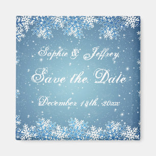 Schneeflocken auf Blau Save the Date Magneten Magnet