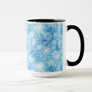 Schneeflocken auf blau tasse