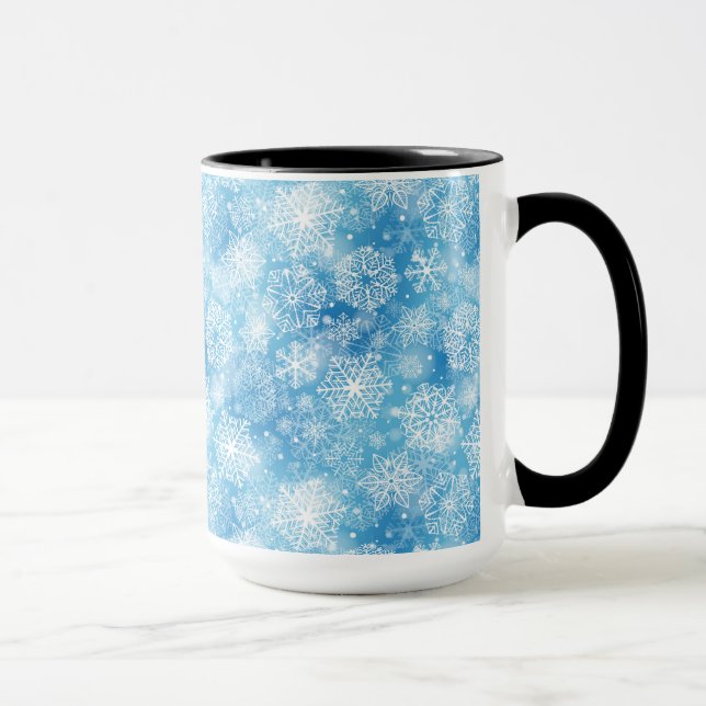 Schneeflocken auf blau tasse (Rechts)