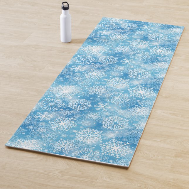 Schneeflocken auf blau yogamatte (Beispiel)