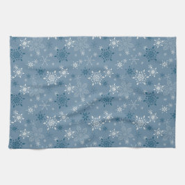 Schneeflocken auf blauem Hintergrund Geschirrtuch