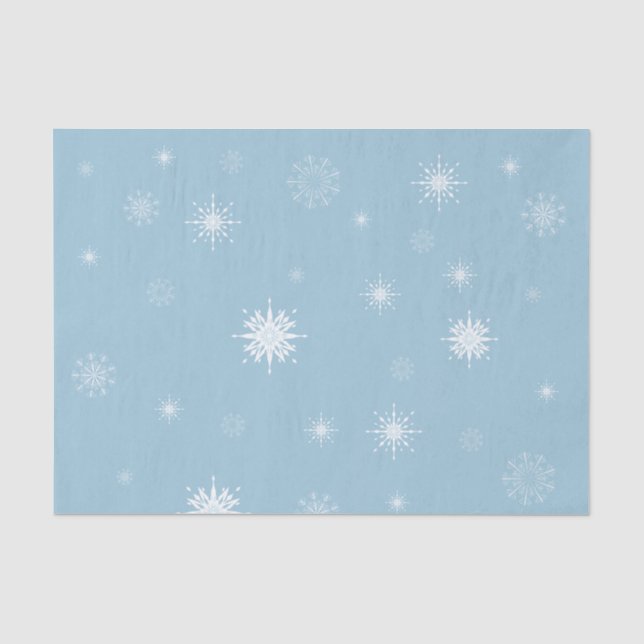 Schneeflocken auf blauem Seidenpapier (Vorderseite)
