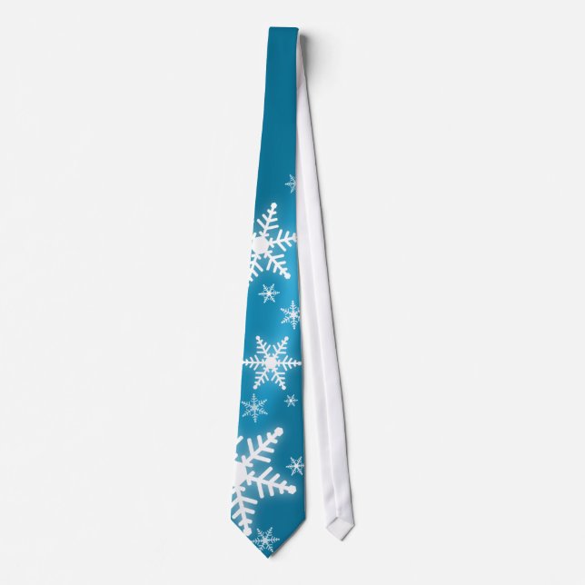 Schneeflocken auf blauer Krawatte (Vorderseite)