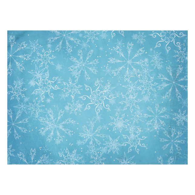 Schneeflocken auf blauer Tischdecke (Vorderseite (Horizontal))