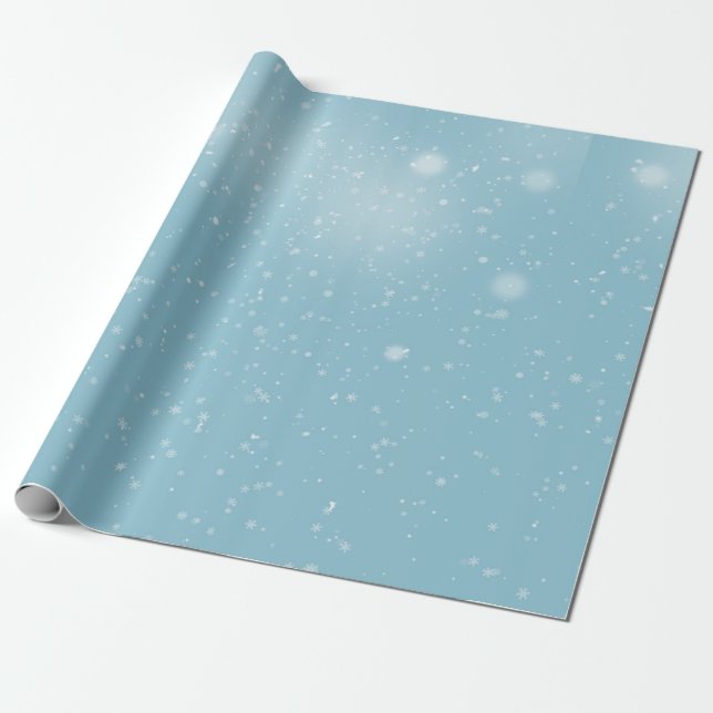 Schneeflocken auf dem Blue Sky Wrapping Paper Geschenkpapier (Ungerollt)