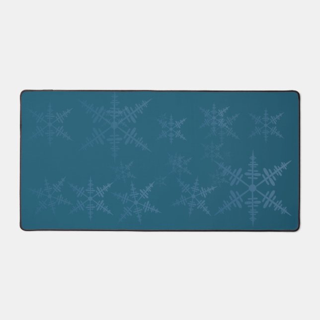 Schneeflocken auf der dunkelblauen Schreibmatte Schreibtischunterlage (Vorderseite)