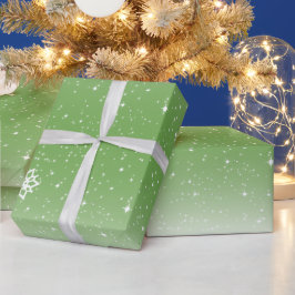Schneeflocken auf grün und weiß geschenkpapier