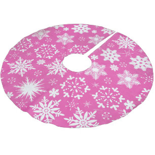 Schneeflocken auf heißrosa Weihnachtsbaum-Unterlag Polyester Weihnachtsbaumdecke