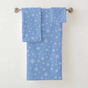 Schneeflocken auf hellblauem Badehandtuch-Set Badhandtuch Set