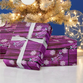 Schneeflocken auf lila Ziegelsteinen Geschenkpapie Geschenkpapier