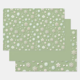 Schneeflocken auf Minze Geschenkpapier Set