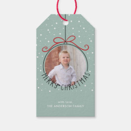 Schneeflocken auf Pastel Green | Weihnachten im Fo Geschenkanhänger