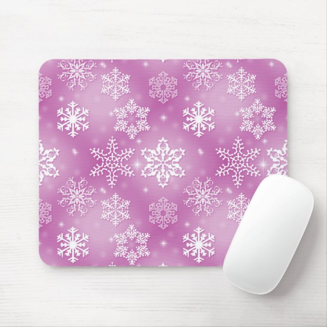 Schneeflocken auf rosa mousepad (Mit Mouse)