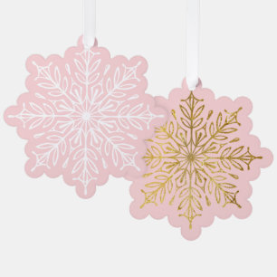 Schneeflocken auf rosa Weihnachten Ornament Karte