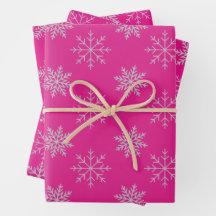 Schneeflocken auf rosa Wrapping Paper Sheet Set