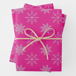 Schneeflocken auf rosa Wrapping Paper Sheet Set Geschenkpapier Set