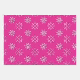 Schneeflocken auf rosa Wrapping Paper Sheet Set Geschenkpapier Set