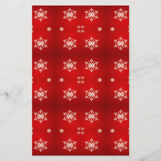 Schneeflocken auf rot (Vorderseite)