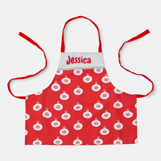 Schneeflocken auf Rot Schürze (Vorderseite)