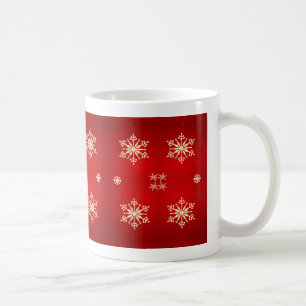 Schneeflocken auf rot tasse