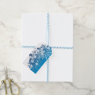 Schneeflocken auf Royal Blue Background Gift Tags Geschenkanhänger