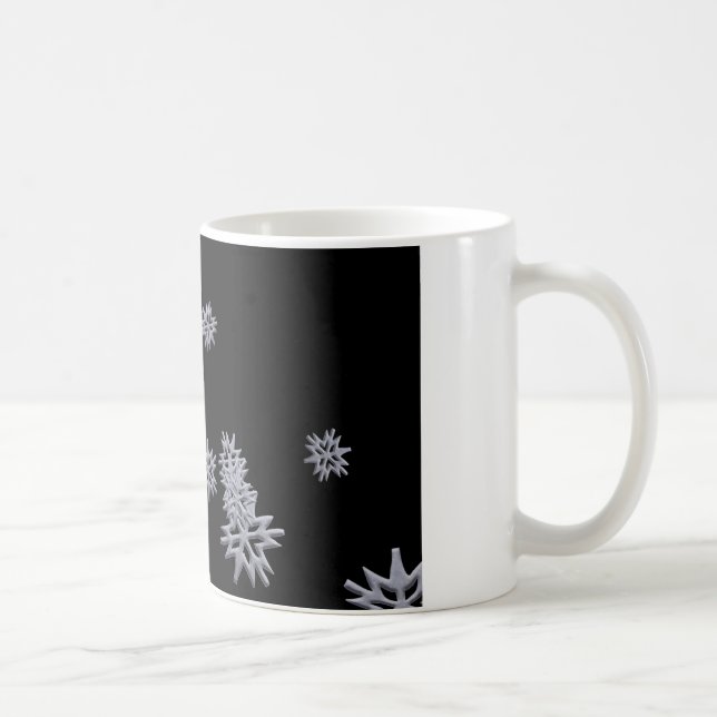 Schneeflocken auf schwarzem Hintergrund Kaffeetasse (Rechts)
