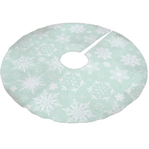 Schneeflocken auf weichem blauen Weihnachtsbaum-Un Polyester Weihnachtsbaumdecke