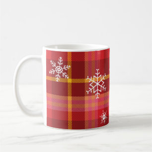 Schneeflocken auf Weihnachten Kariert Kaffeetasse