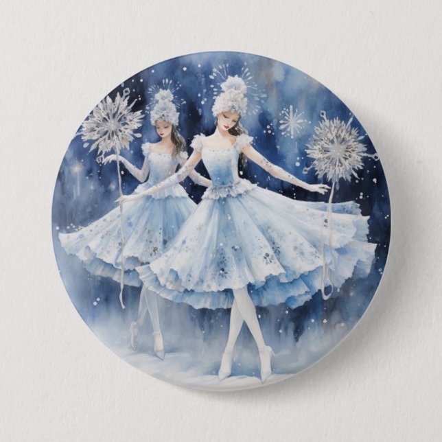 Schneeflocken aus dem Nussknacker-Ballett Button (Vorderseite)