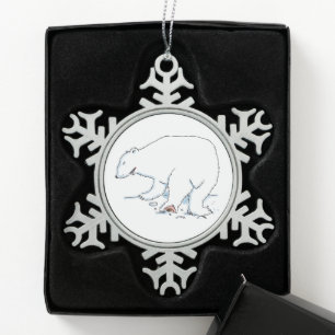 Schneeflocken aus Eisbären Schneeflocken Zinn-Ornament