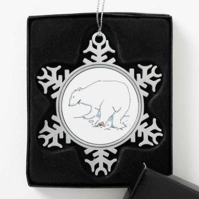 Schneeflocken aus Eisbären Zinn-Ornament (Box)