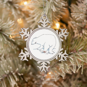 Schneeflocken aus Eisbären Zinn-Ornament