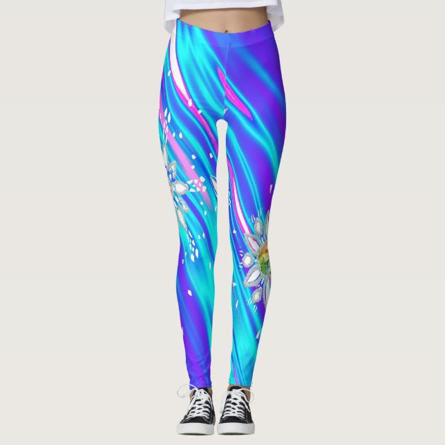 Schneeflocken aus Glitzer Leggings (Vorderseite)