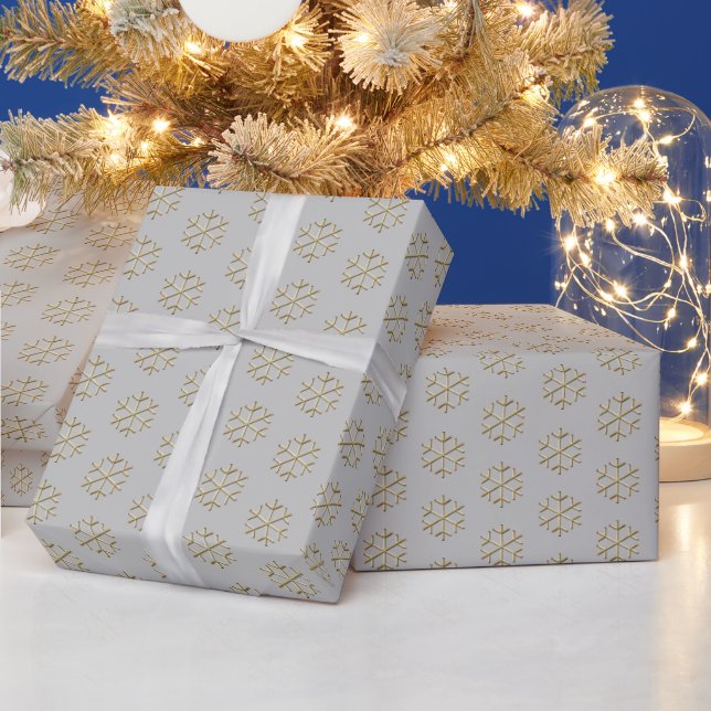 Schneeflocken aus Gold und Grau Geschenkpapier (Feiertage)