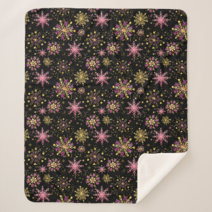 Schneeflocken aus Gold und Schwarz Sherpadecke