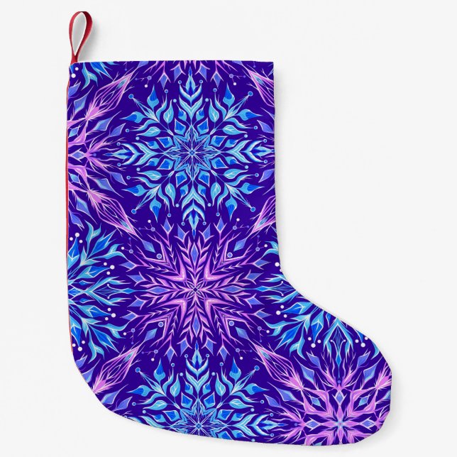 Schneeflocken aus hellen Kristallen Kleiner Weihnachtsstrumpf (Vorderseite)